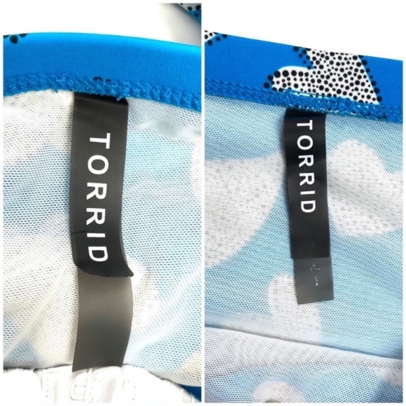 TORRID Heart Print 70s Style High Rise Coverage Tammy Bikini Beach Blue Size 1X - Picture 6 of 14